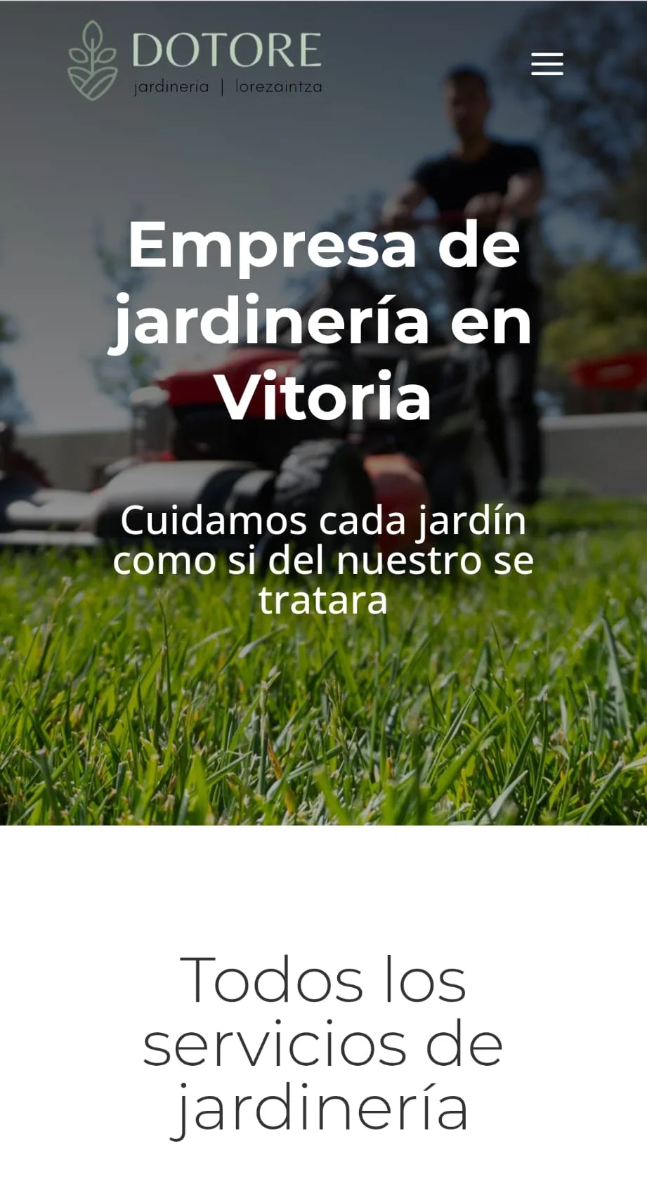 Web de Jardinería Dotore en el móvil