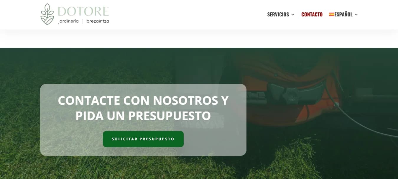 Llamada a pedir presupuesto en la web de Jardinería Dotore